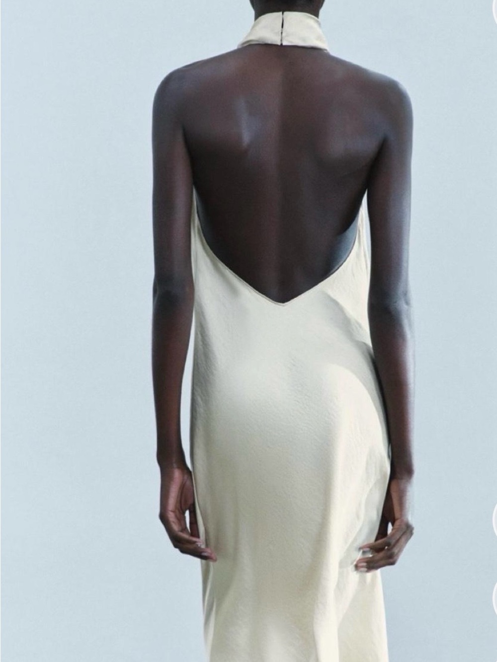 Zara Cream Halter Backless Slip Dress